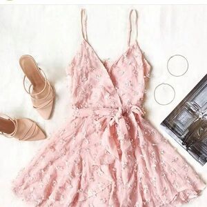 Selfie Leslie Sheri Embellished Chiffon Dress PINK Size XS 0 2